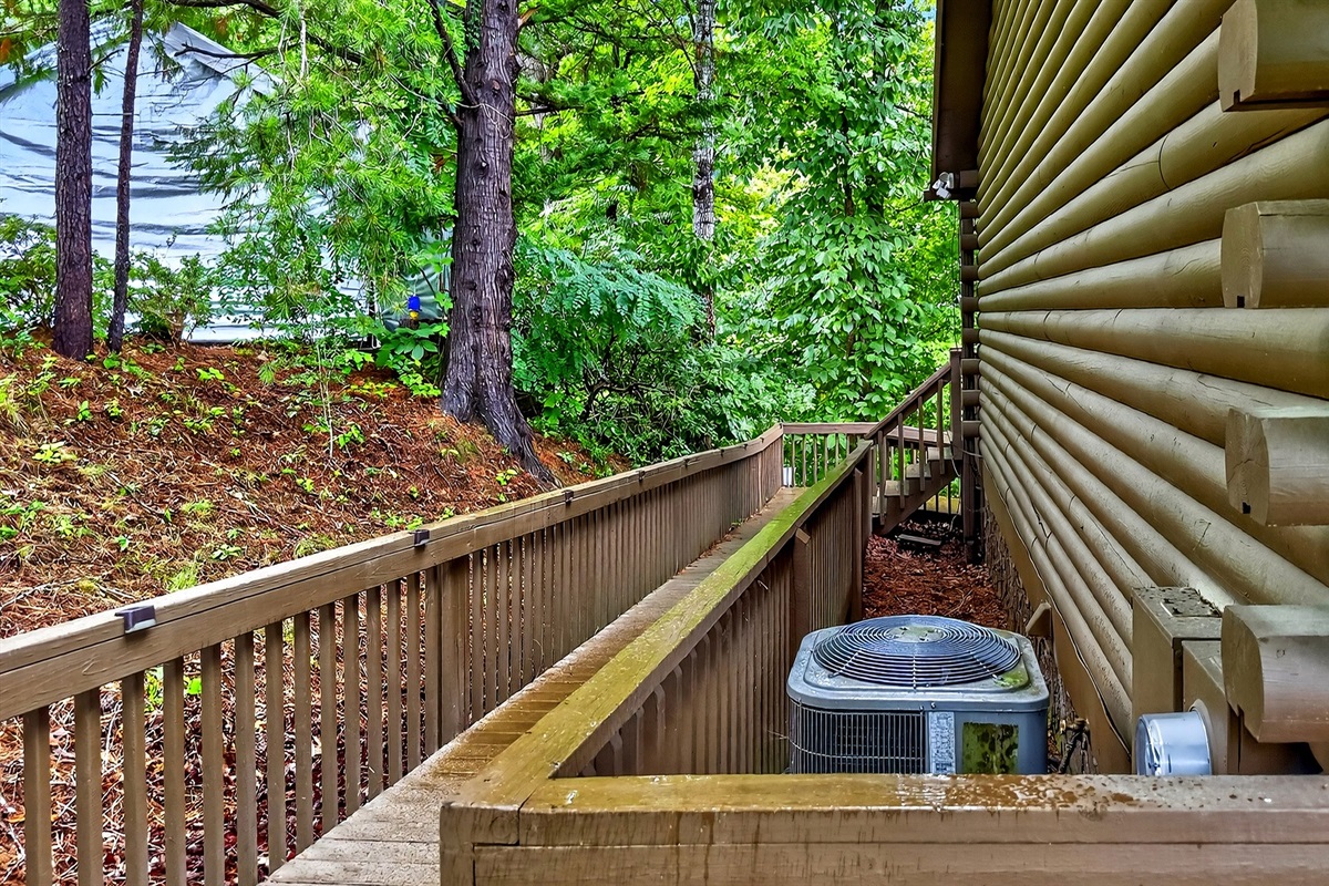 Walkway to the back deck from the front of the house