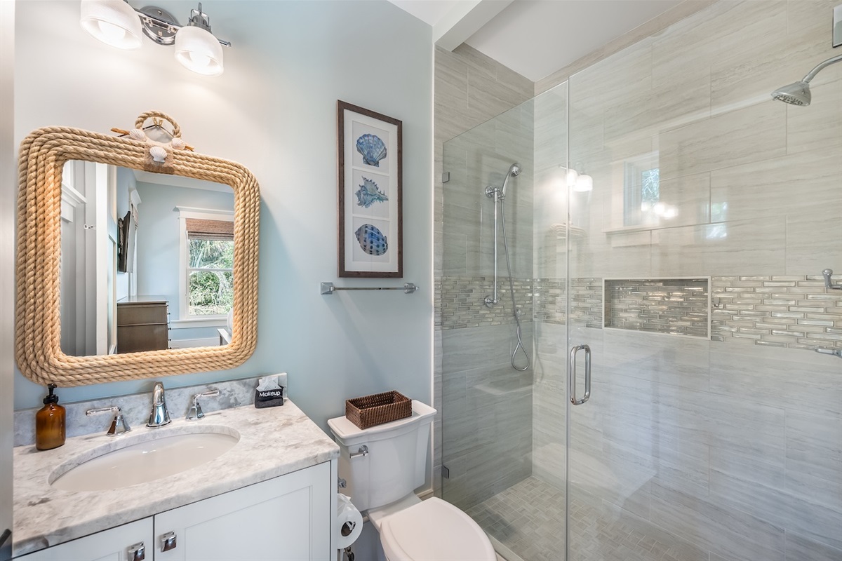 Bathroom 3: Walk-In Shower Shore Thing | 4001 Palm Blvd | Isle of Palms, SC | IOP Escapes