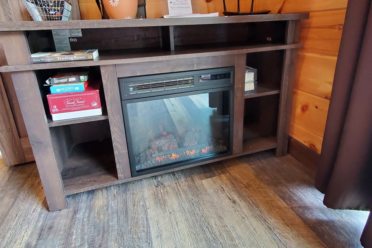 Electric fireplace for heat and ambiance