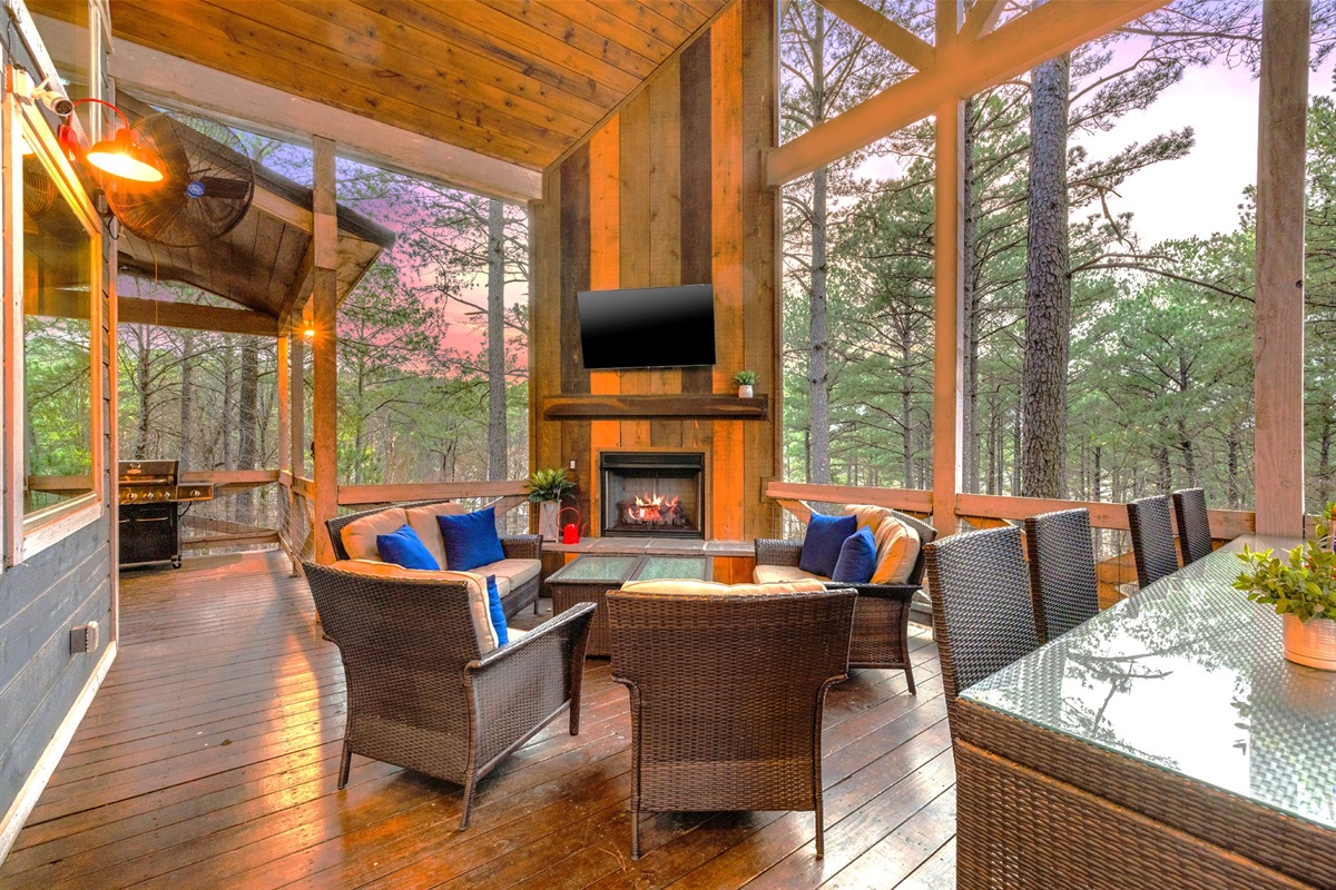 Relax in the afternoon or evening on the cool crisp nights around the fireplace and catching a game or up on old times and make new memories!  This is a perfect place for adults to get away bu