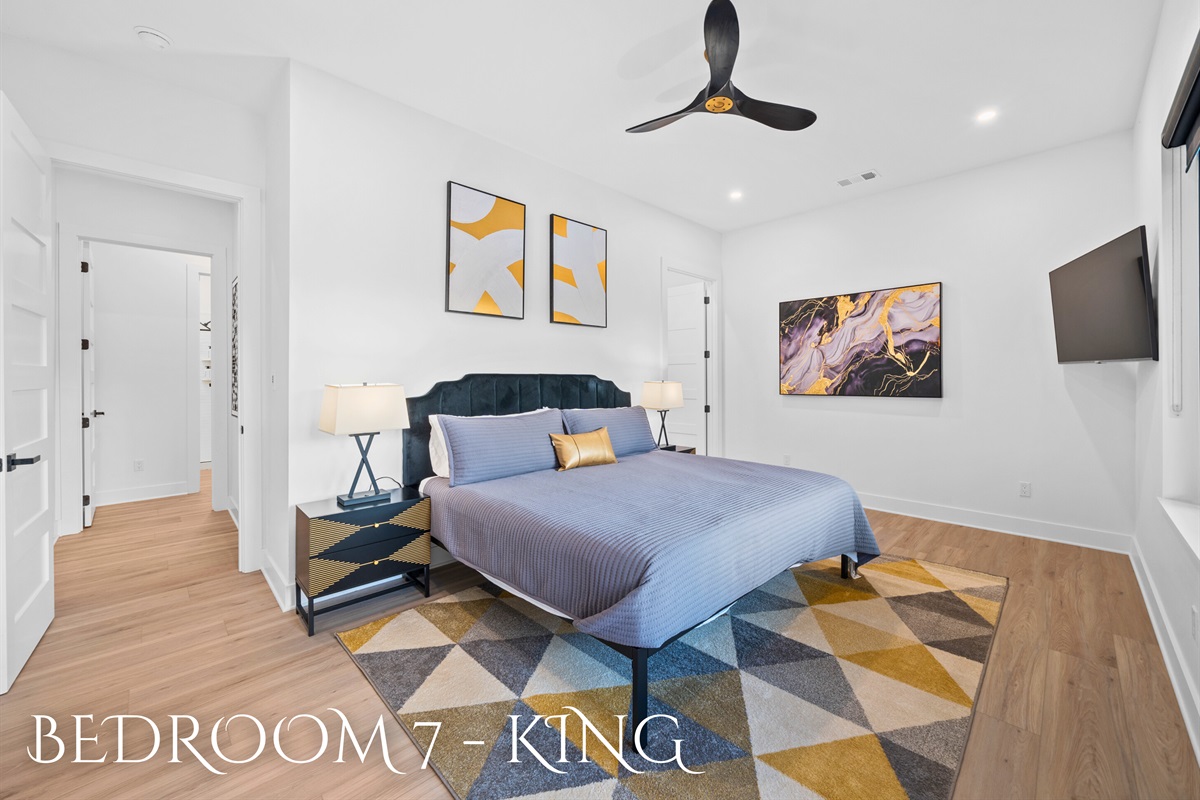 Sleep soundly in this beautifully decorated king bedroom. Comfort meets style.
