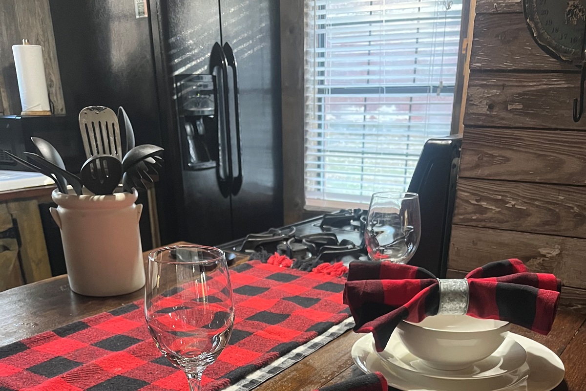 The table is beautifully set, perfectly ready to celebrate the holiday season.