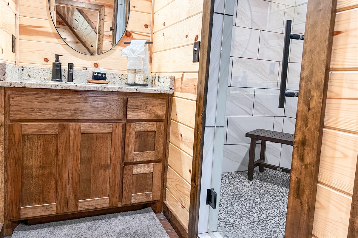 The enclosed showers are oversized and shampoo, conditioner and body wash are provided.