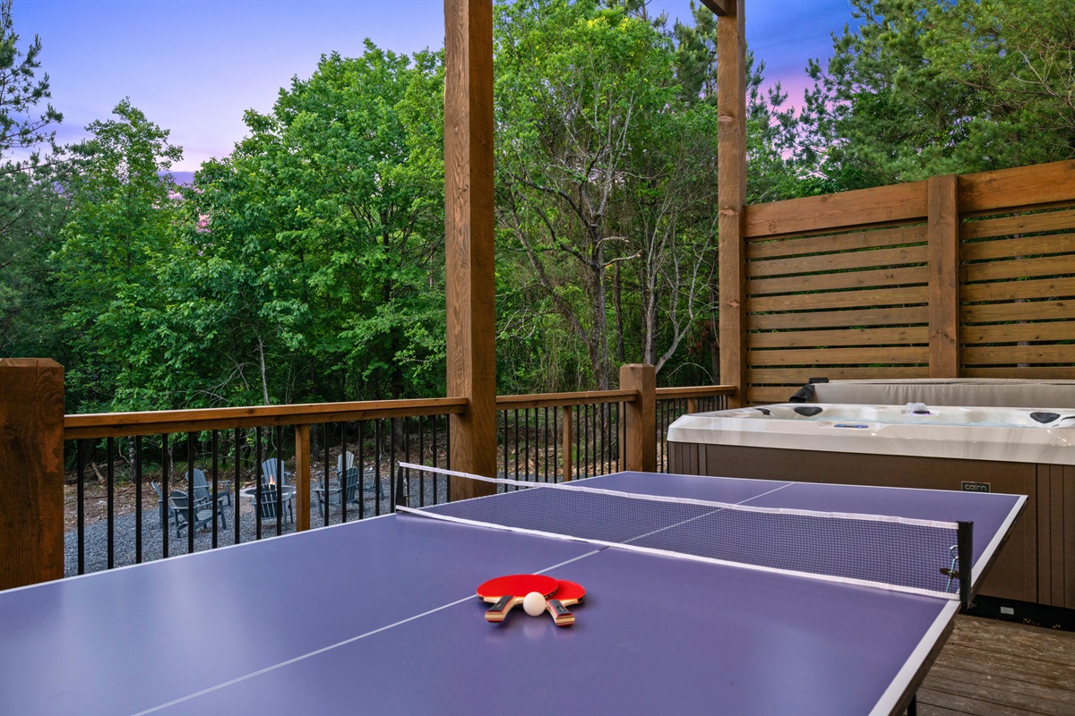 A friendly game of ping pong on the covered patio adds even more fun to afternoons spent enjoying the outdoor entertainment spaces.