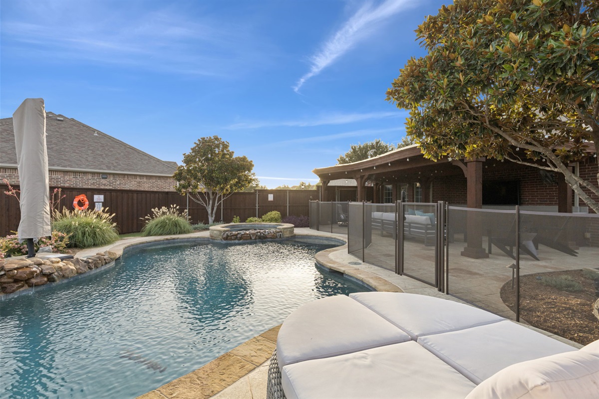 Perfect blend of relaxation and fun in your secluded backyard oasis.