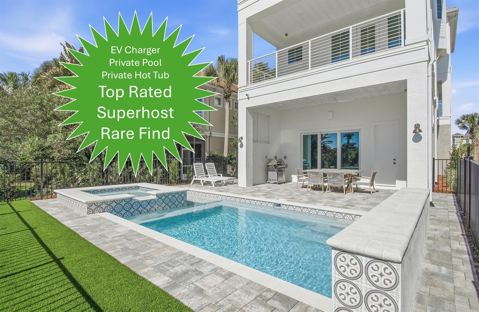 Kids cannonball while you set lunch on the shaded patio, then everyone rinses off for a grill-and-games night. When the sun drops, the spa becomes story time under the balcony—your easiest family vacation yet.