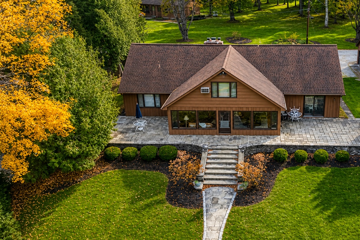 Lakeside view of the main house