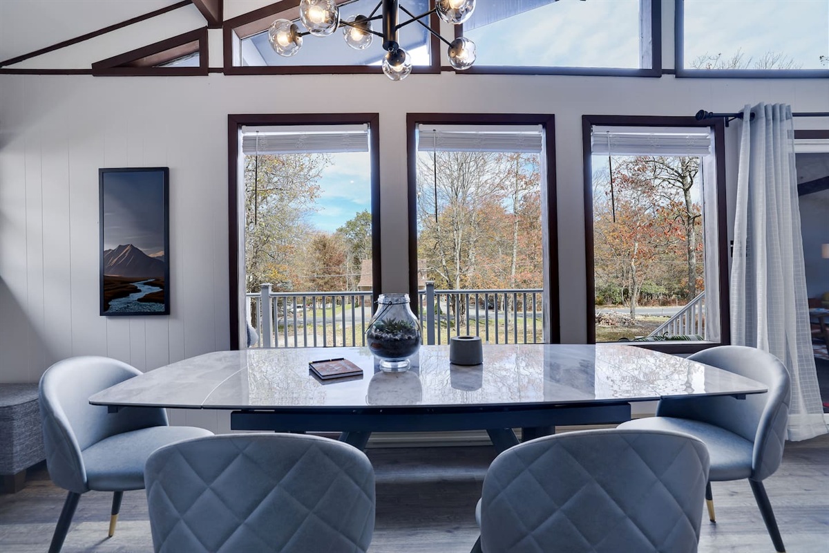 [Dining area] Marble extendable dining table (sits 8)
