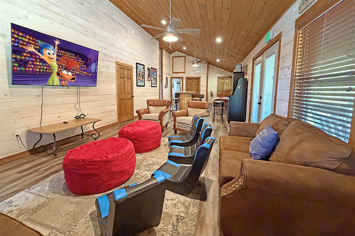 Watch a favorite movie or bring your own gaming consoles and play on the 75" Roku TV. (Bring your passwords)