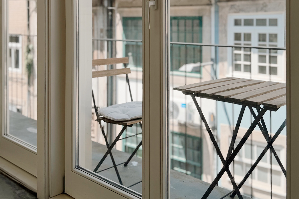 Bistro table on the balcony.