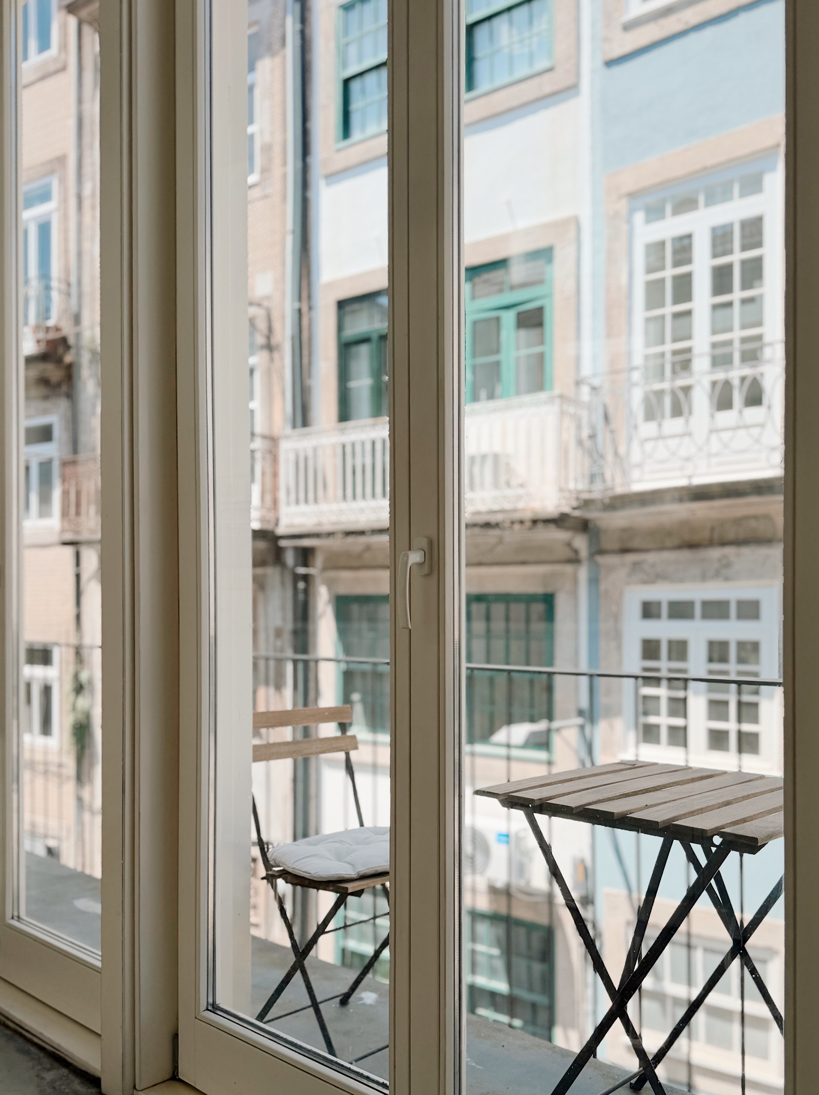 Bistro table on the balcony.