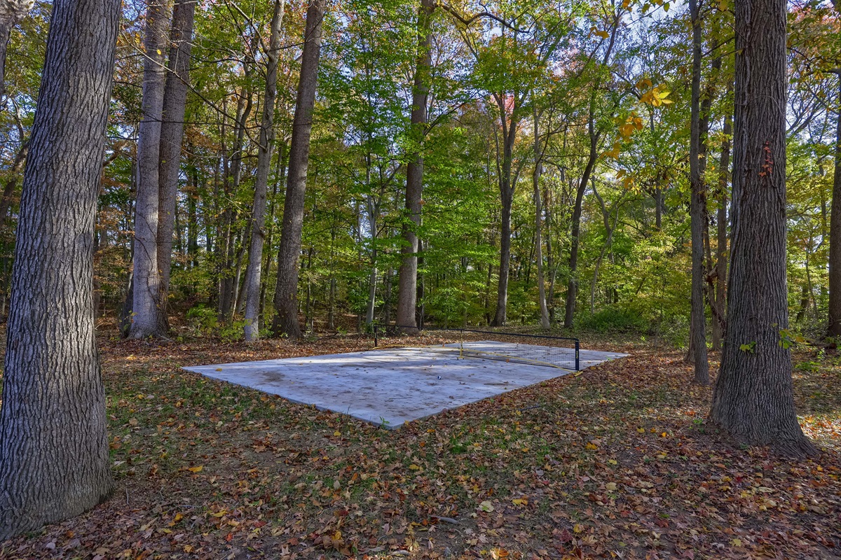 Pickleball court on the other side of the driveway