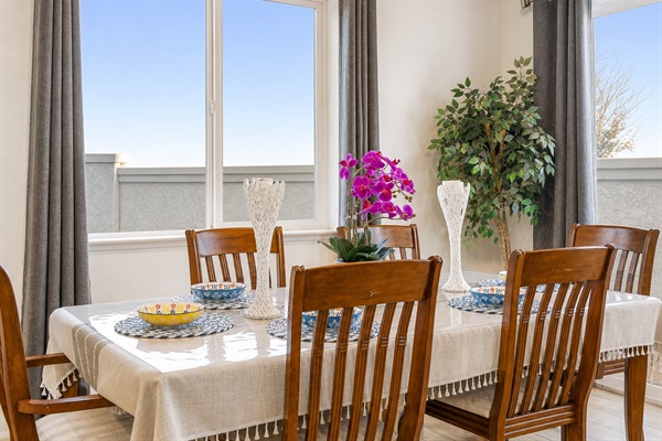 Bright dining space for shared meals