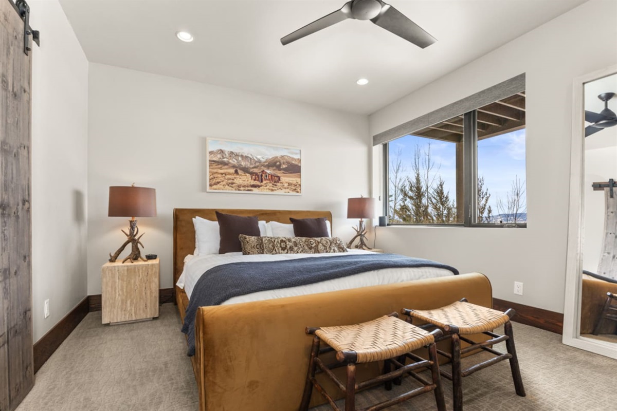 Lower Level King Ensuite Bedroom 2 | Ceiling Fan