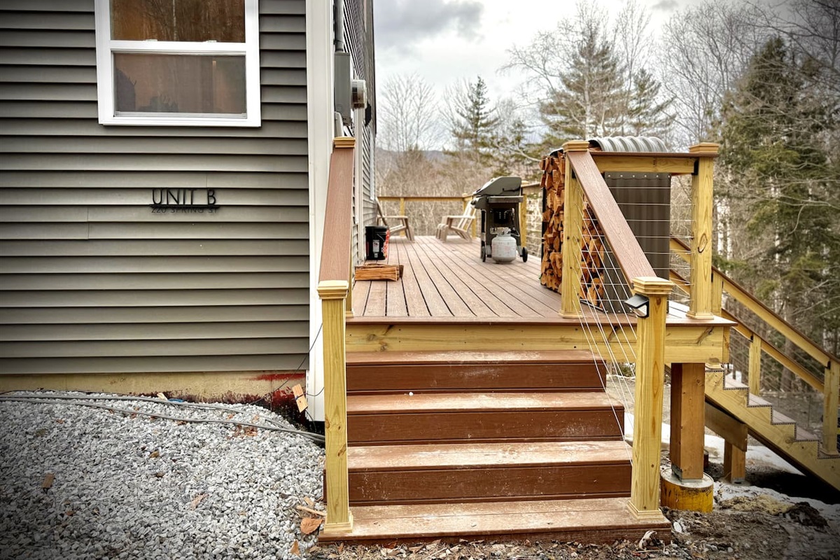 Unit B entrance and deck area