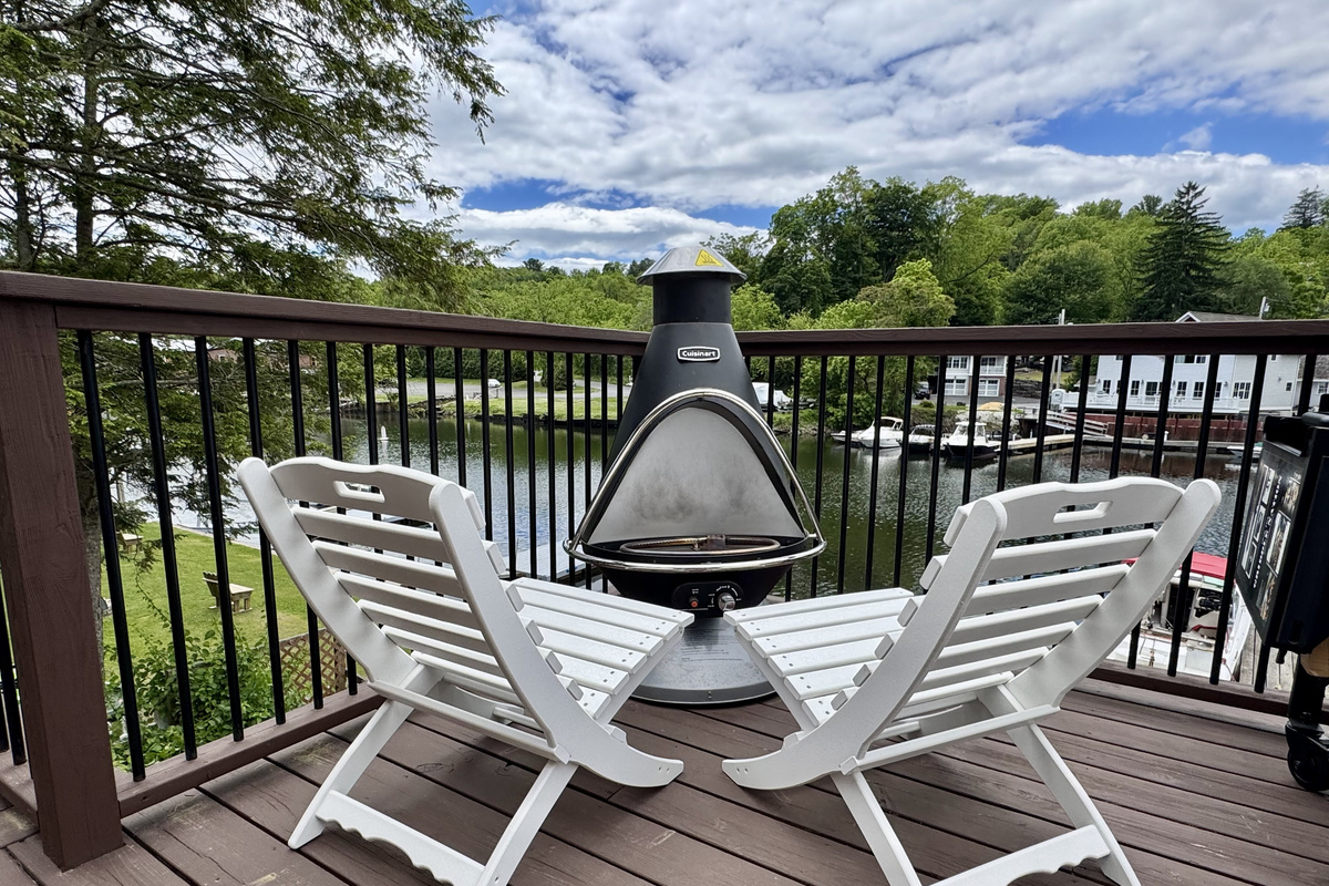 Morning coffee or evening wine beside the chiminea