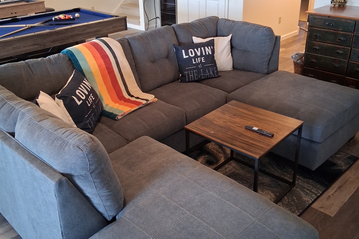 Cozy lower level game room.