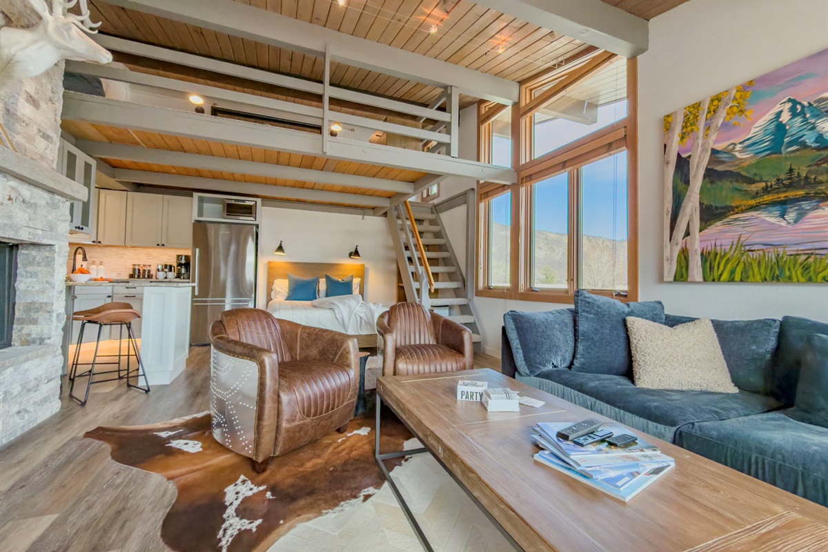 Soaring ceilings and views of the nearby peaks create the perfect backdrop for unstructured downtime.