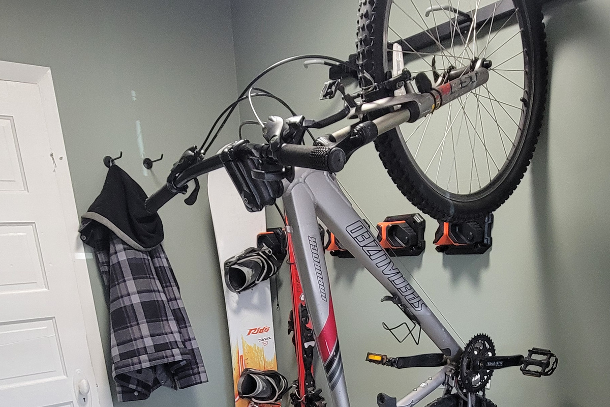 Hanging bike rack to store your bikes after a day of riding.