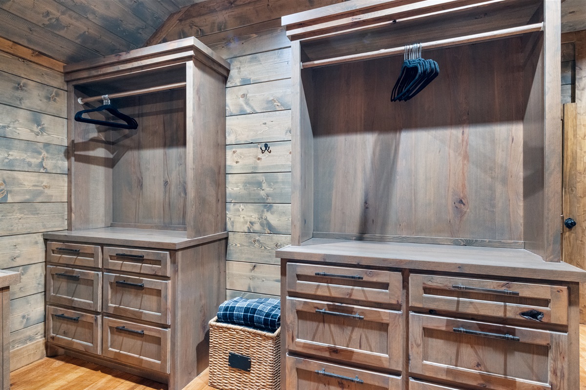 Custom-built storage and closet space for a comfortable extended stay