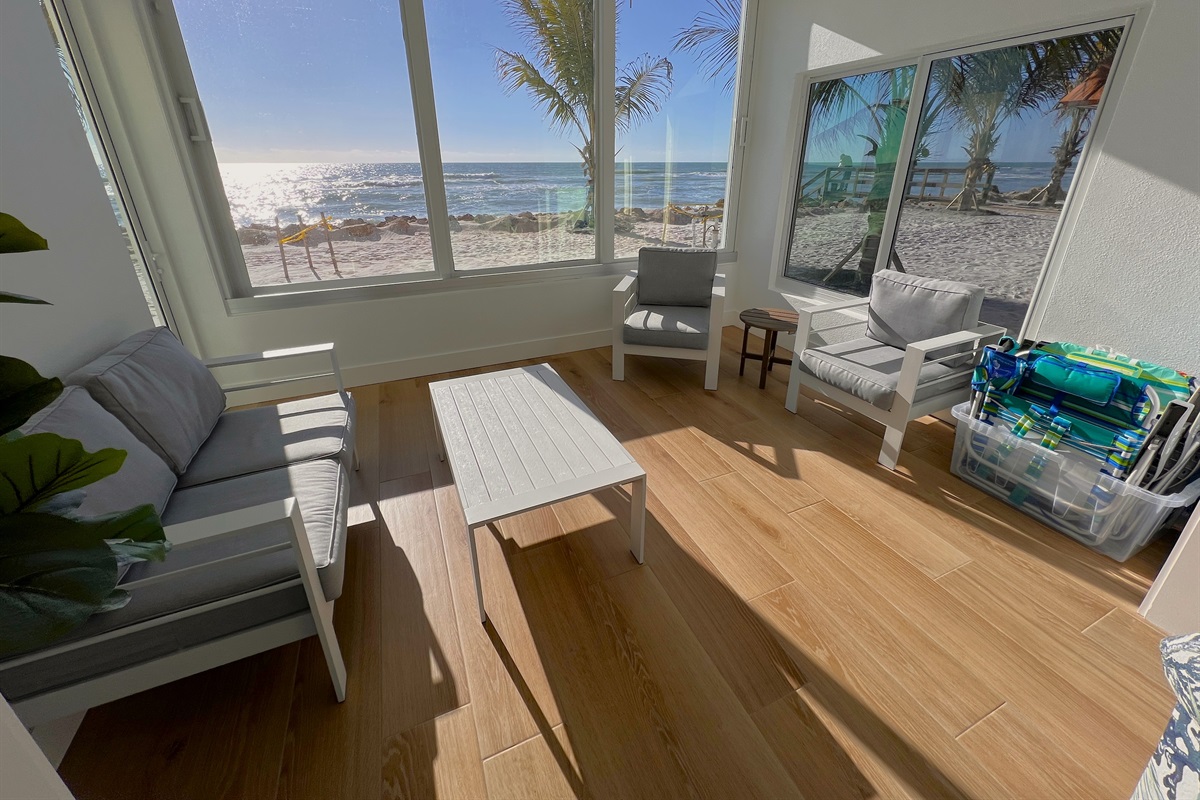 Lanai view facing south with sliding windows
