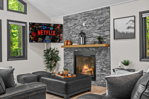 Gather in a beautifully decorated room that blends into nature's tones.