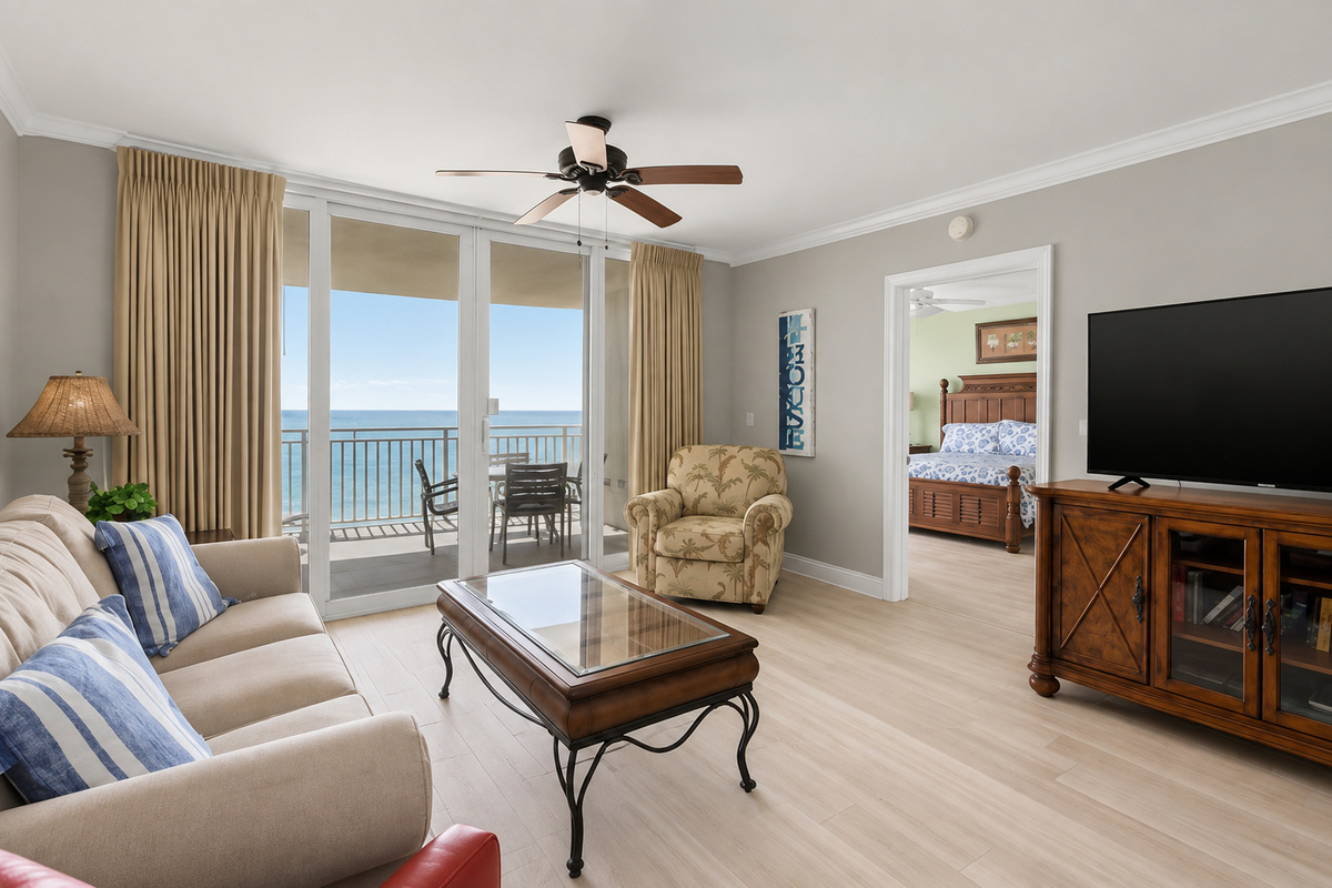 Family room, leading to balcony and view!