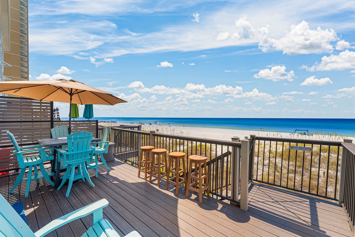 Step outside and breathe in that salty air — beach access just steps away