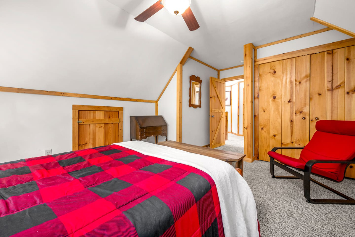 Bedroom #3 located on the upper level of the cabin full bed
