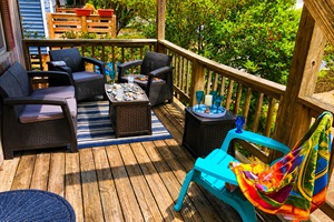 The main deck — your morning coffee spot, facing the sunrise