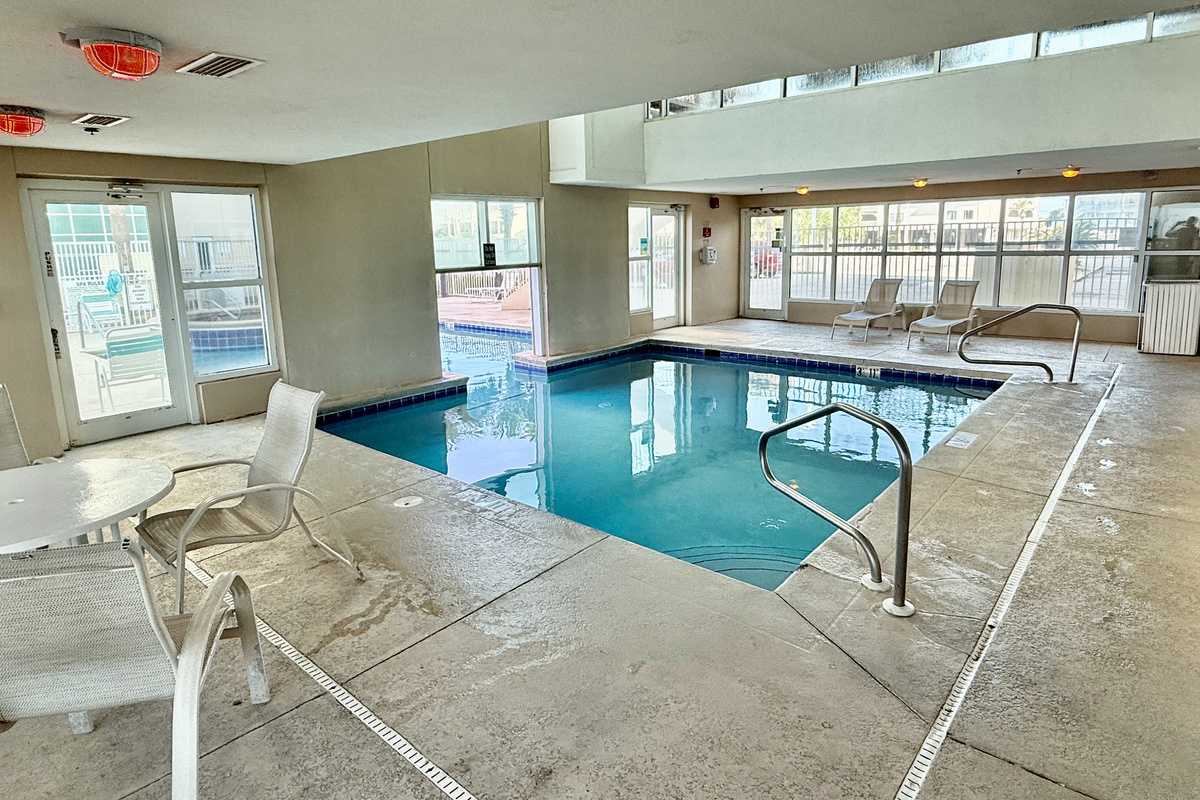Lots of seating in the indoor pool area.
