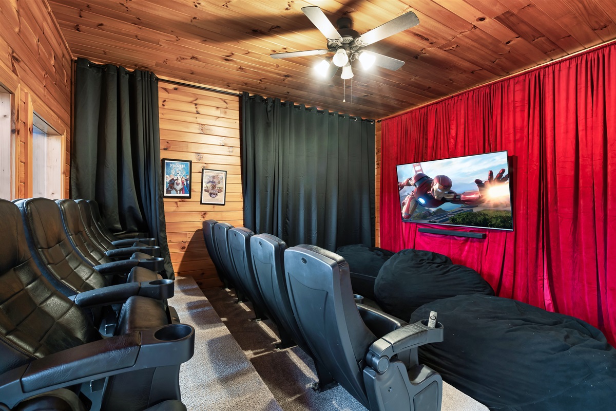 Surround Sound theater with giant screen  (75') smart TV and popcorn machine