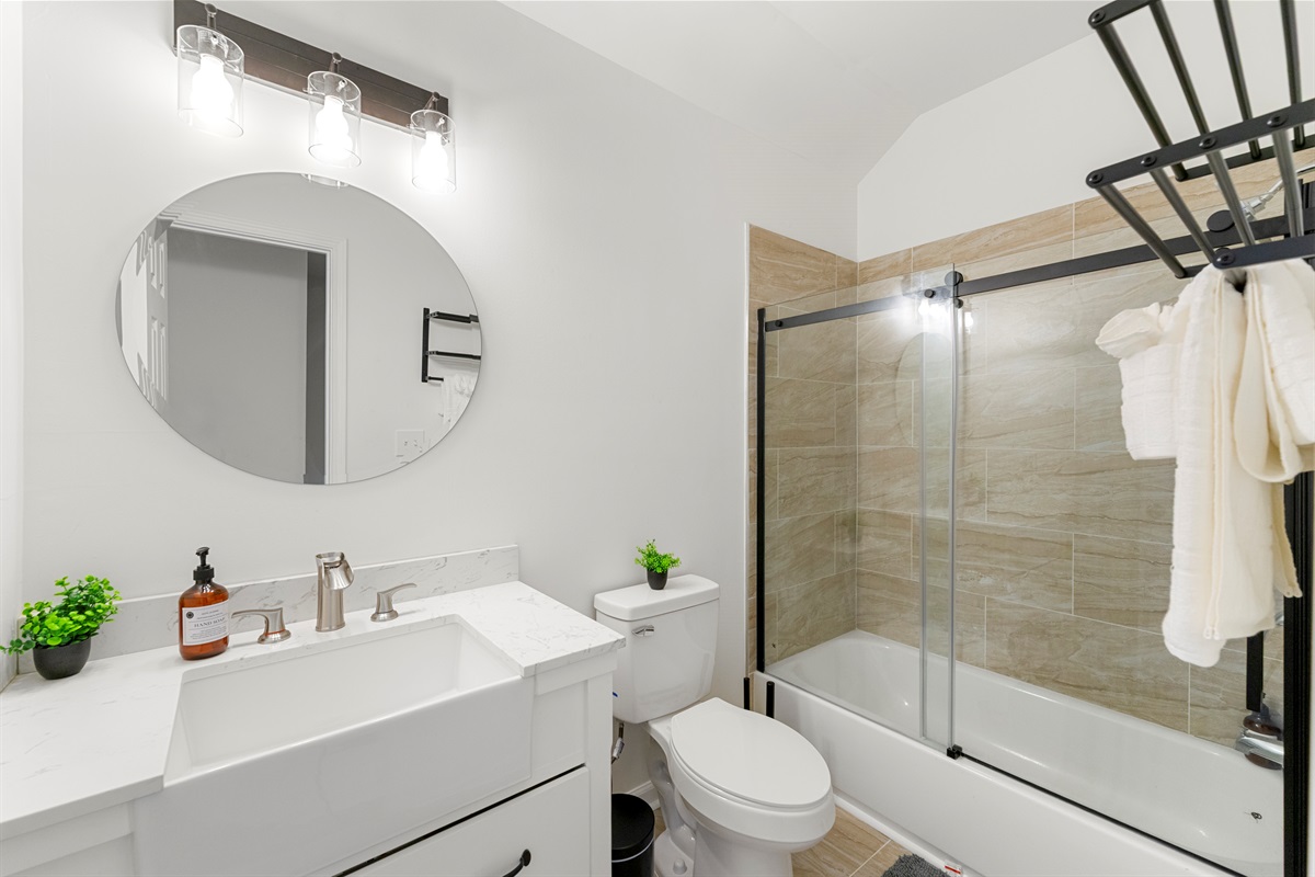 Crisp and clean bathroom designed for your comfort and convenience.