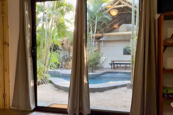 Casa Capri living room looking out on the Grand Cabana.