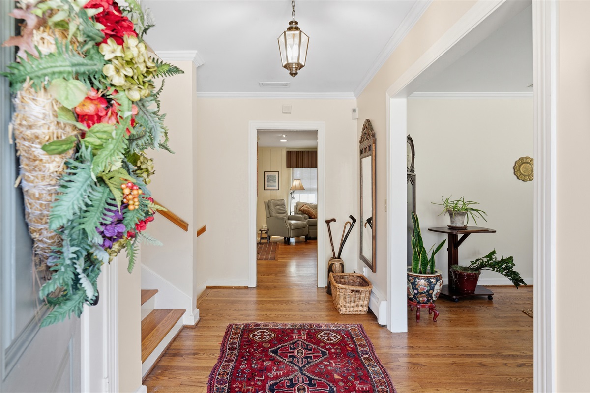 The home’s welcoming front entrance