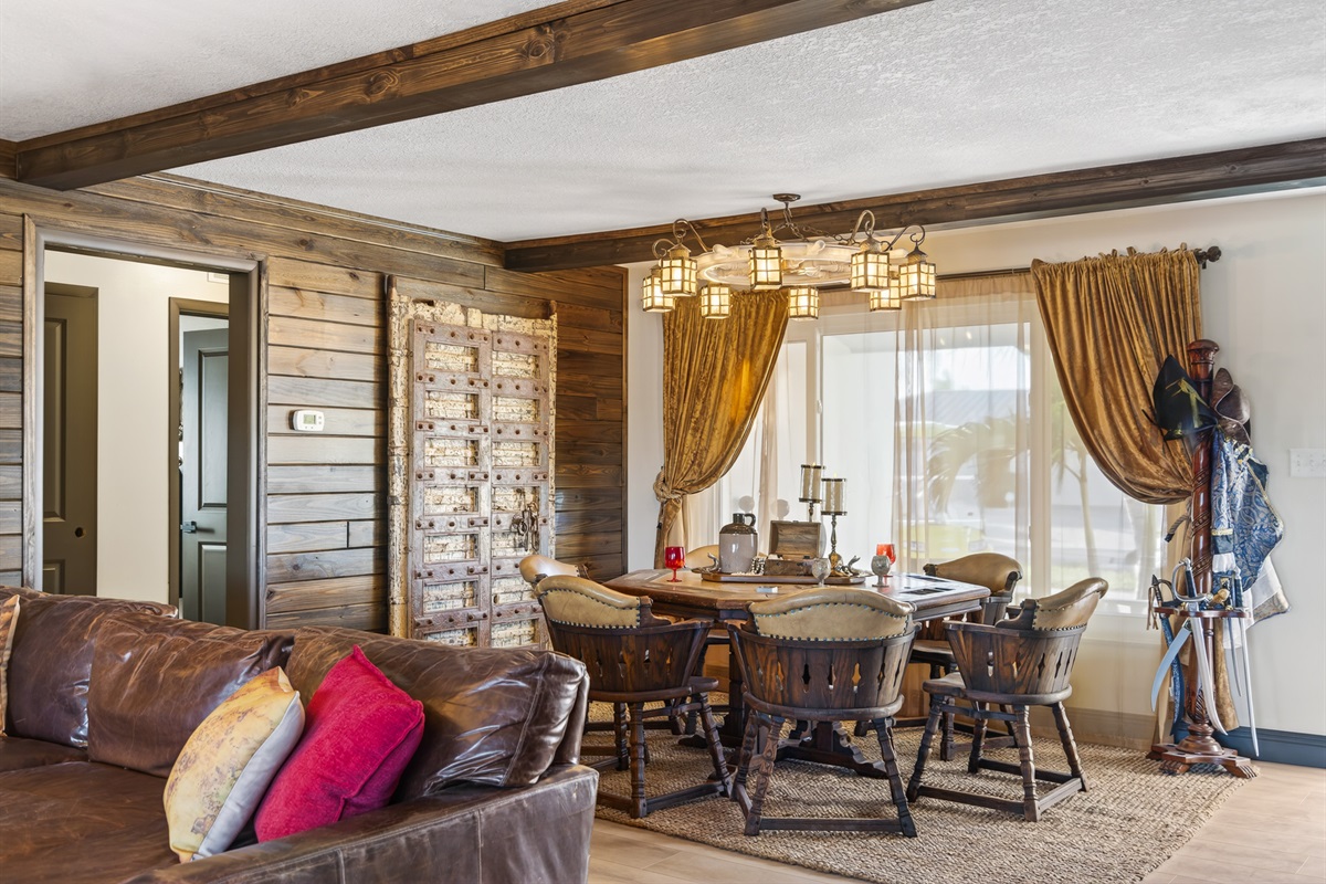 Bluff like a buccaneer, plot treasure maps, and keep the crew entertained between voyages in the game room: cosplay in various sized to aid in the bluff.