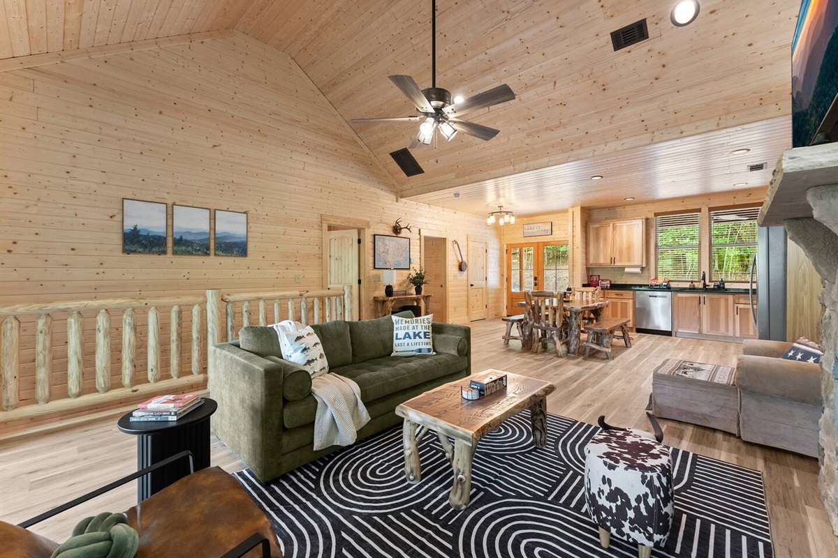 Spacious Open-Concept Living Room & Kitchen