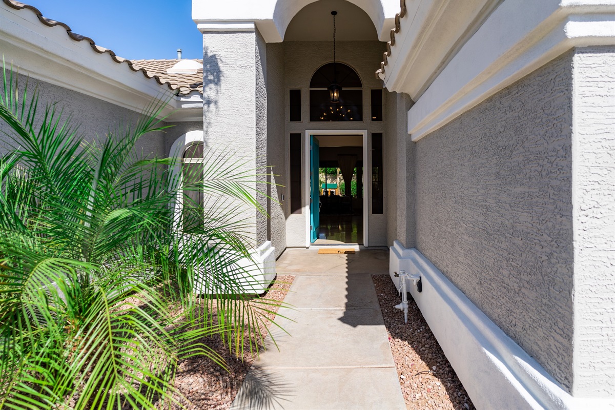 Our walkway to the front door is well lit and wide.