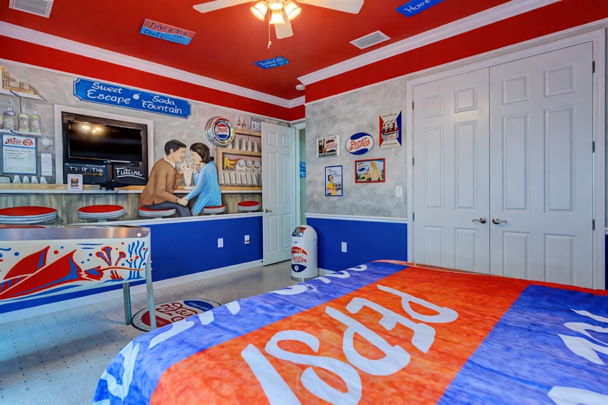 The Pepsi room! we have a Pepsi vs coke battle when you get here