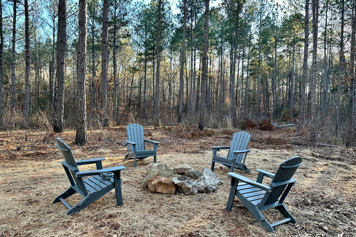 Fire Pit with Adirondack Chairs