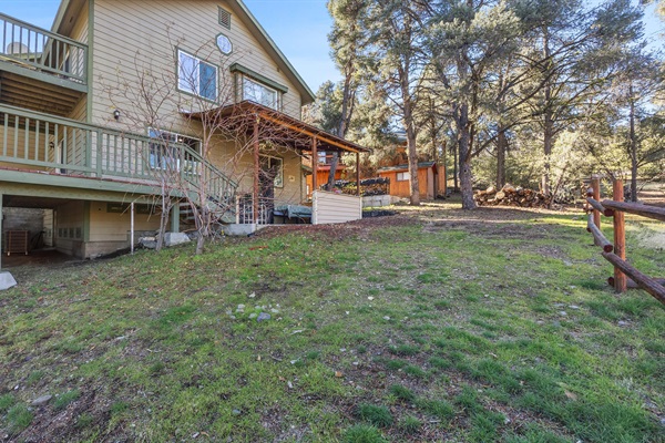Serene back patio, surrounded by peaceful nature and fresh mountain air.