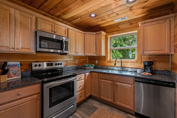Fully equipped kitchen with stainless steel appliances