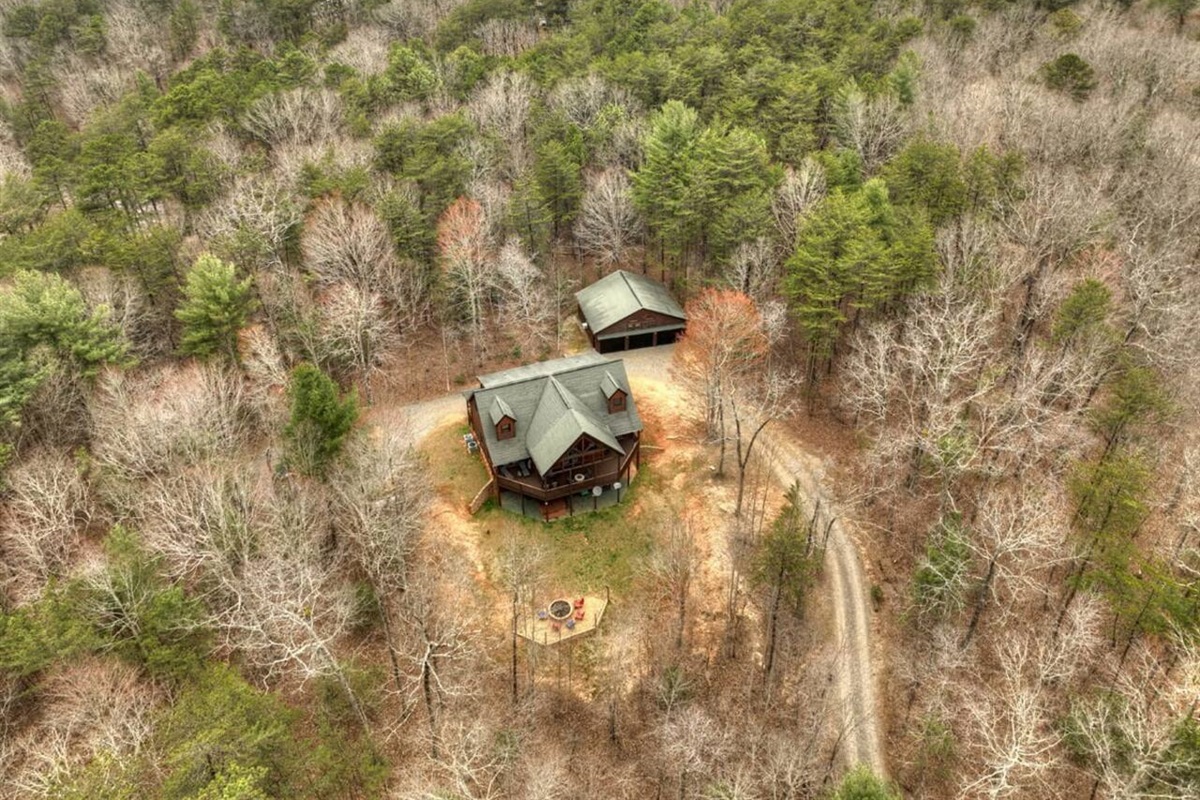 Capture a bird's-eye view of the house from above using a drone