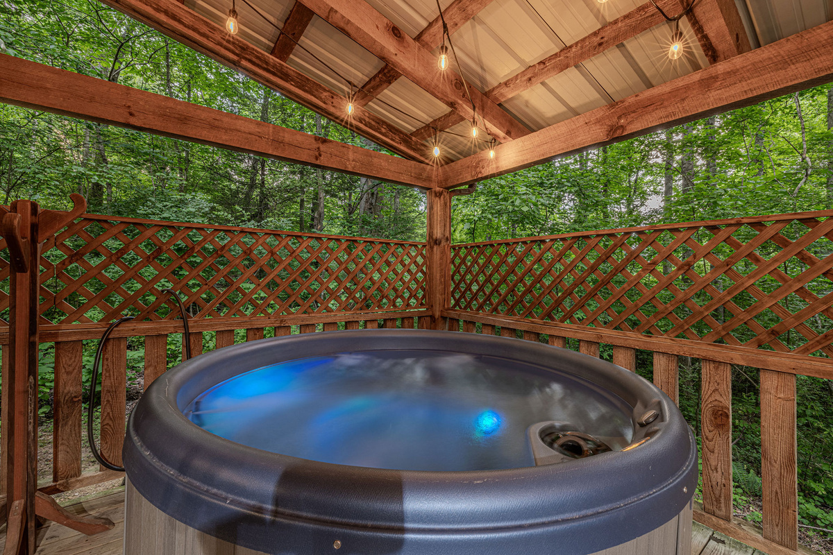 Hot tub ready. Come soak under the trees tonight.