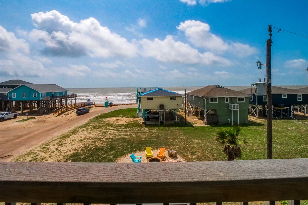 View of the beach from the main deck