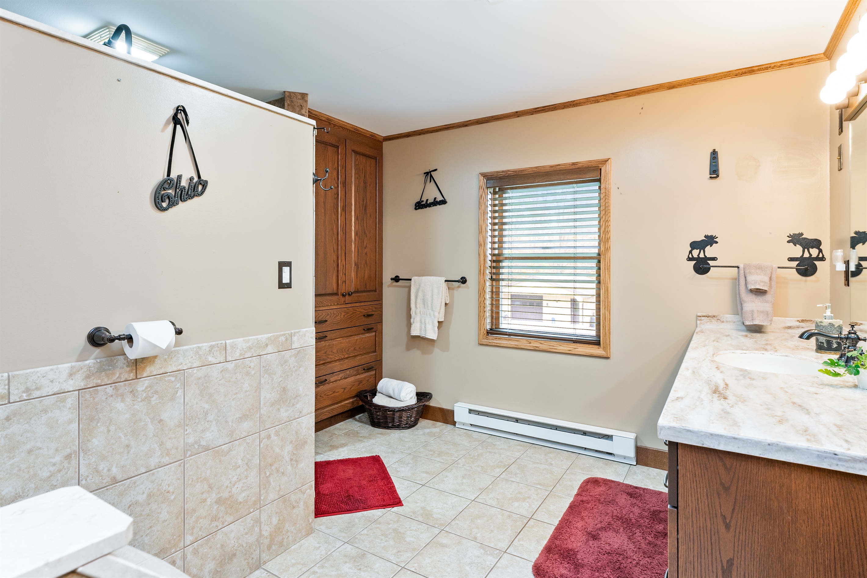 Upstairs full bathrooms with walk in shower