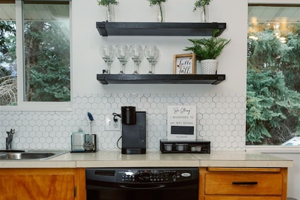 Coffee station, we have upgraded to dual Keurig that has a full sized coffee pot!