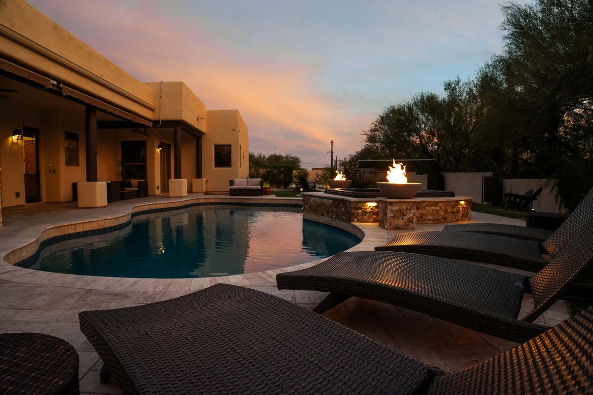 Luxury Pool Side Living with Dramatic Arizona Sunset Views