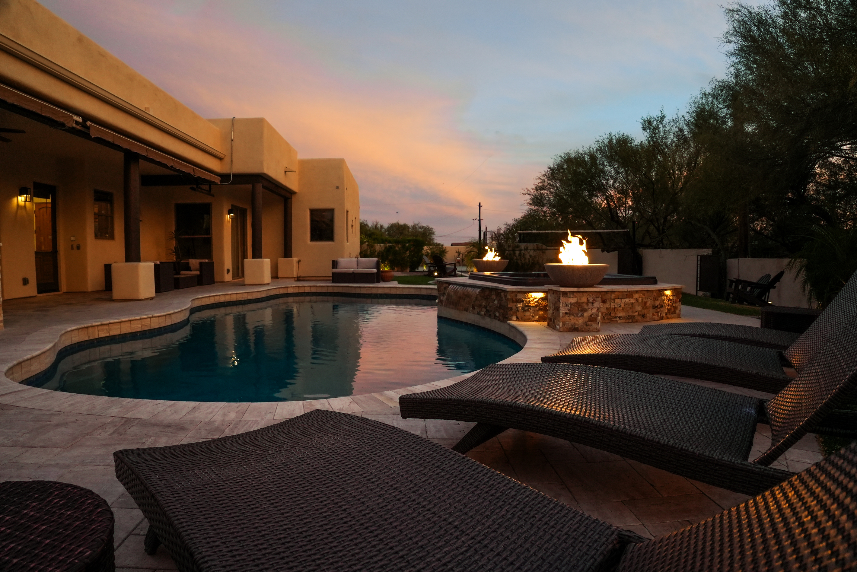 Luxury Pool Side Living with Dramatic Arizona Sunset Views