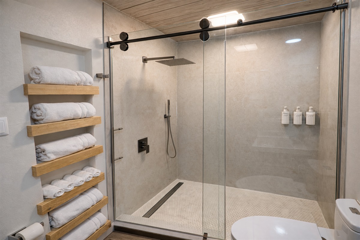 Shared restroom with shower